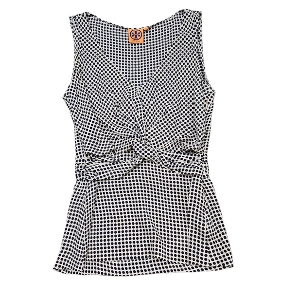 Tory Burch Tan and Black Polka Dots Silk Sleeveless Tank Top Size 4 - Picture 1 of 8